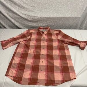 pinkish long sleeve polo shirt woman size TL classic fit button down